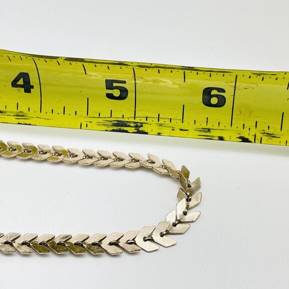 AMERICAN EAGLE Gold Tone Necklace Signed Chevron Link Chain Adjustable - Picture 7 of 7